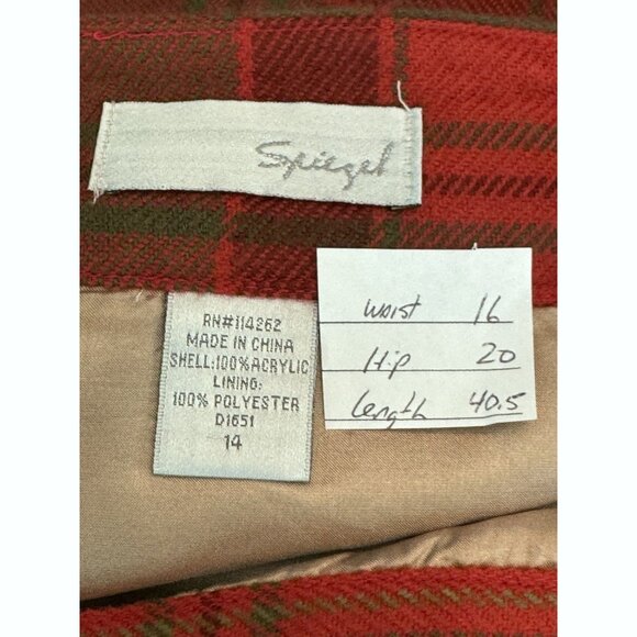 Vintage Spiegel Plaid Midi Wrap Skirt Size 14 Red Green Tartan Fringe Holiday - Picture 2 of 11